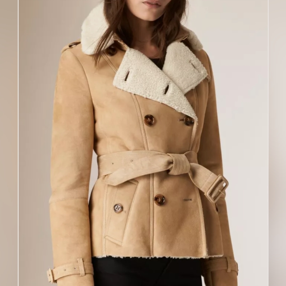 Burberry Women's Sandringham Shearling Coat- Camel- US size 6